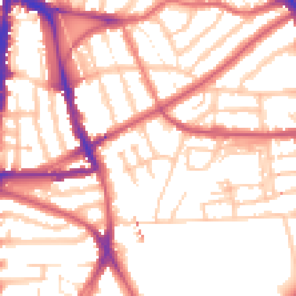 Daytime road noise heatmap for N16 7AT