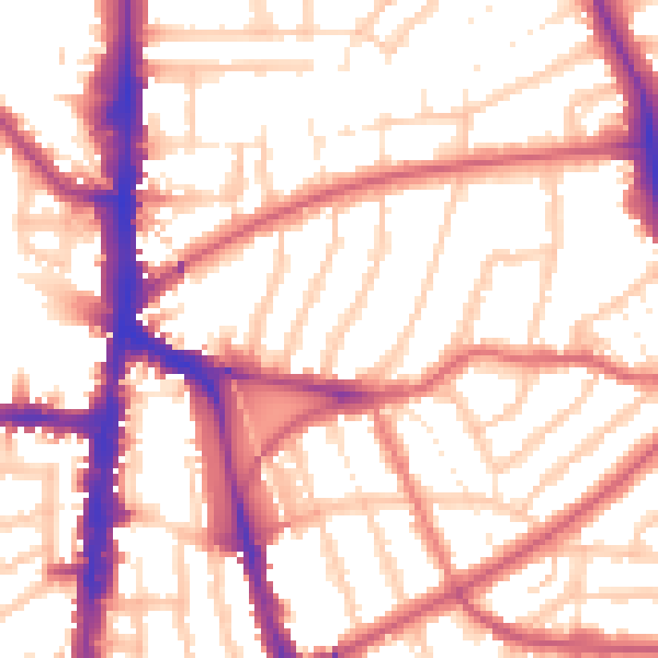 Daytime road noise heatmap for N16 7DJ