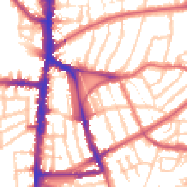 Daytime road noise heatmap for N16 7ET