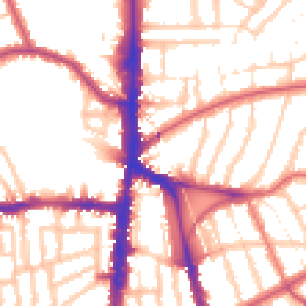 Daytime road noise heatmap for N16 7HB