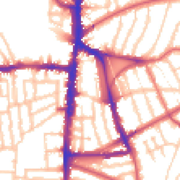Daytime road noise heatmap for N16 7LA