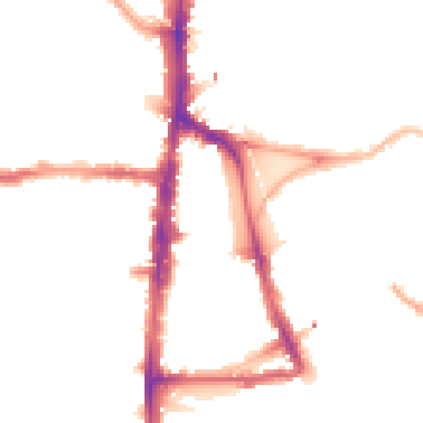 Night-time road noise heatmap for N16 7LD