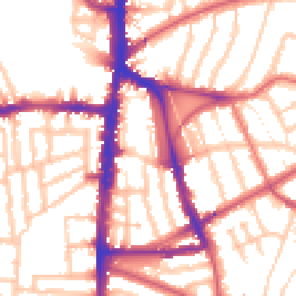 Daytime road noise heatmap for N16 7LE