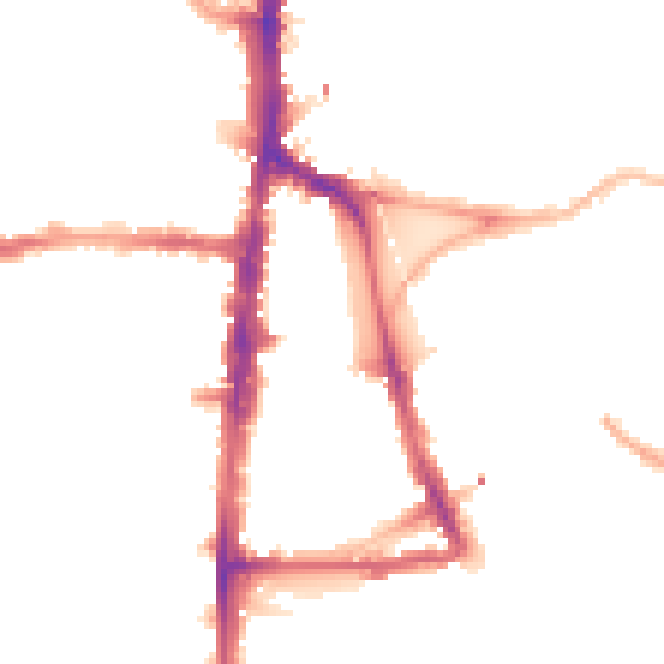 Night-time road noise heatmap for N16 7LE
