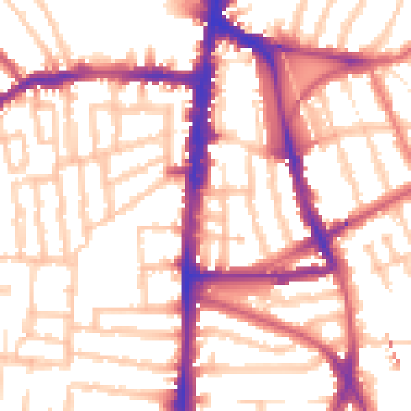 Daytime road noise heatmap for N16 7NS