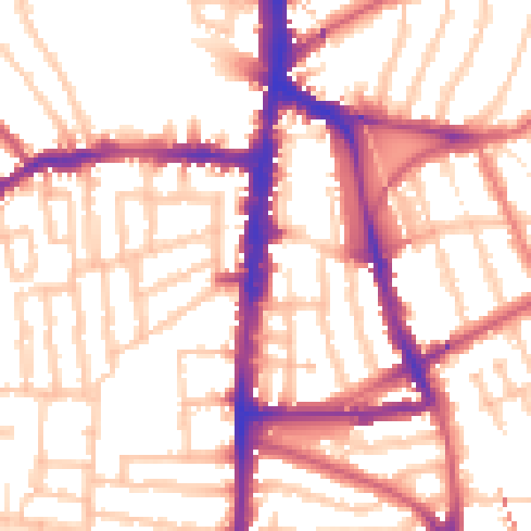 Daytime road noise heatmap for N16 7NY