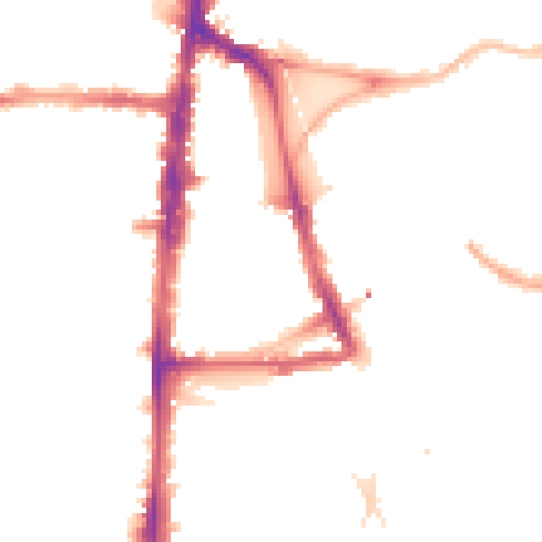 Night-time road noise heatmap for N16 7PT