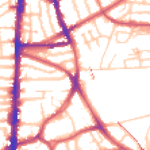 Daytime road noise heatmap for N16 7QR