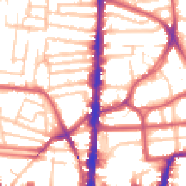 Daytime road noise heatmap for N16 8BD