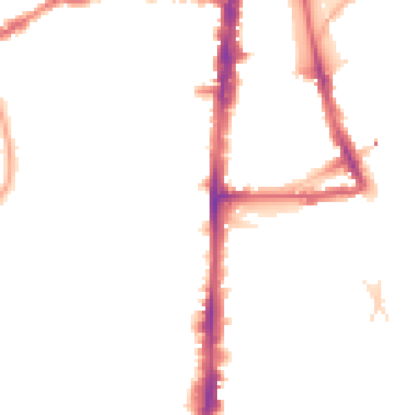 Night-time road noise heatmap for N16 8DT