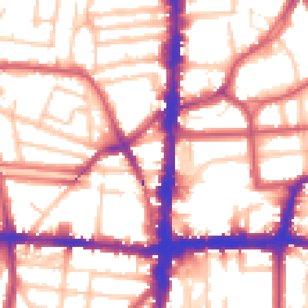 Daytime road noise heatmap for N16 8JB