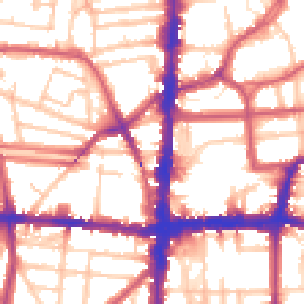 Daytime road noise heatmap for N16 8JN