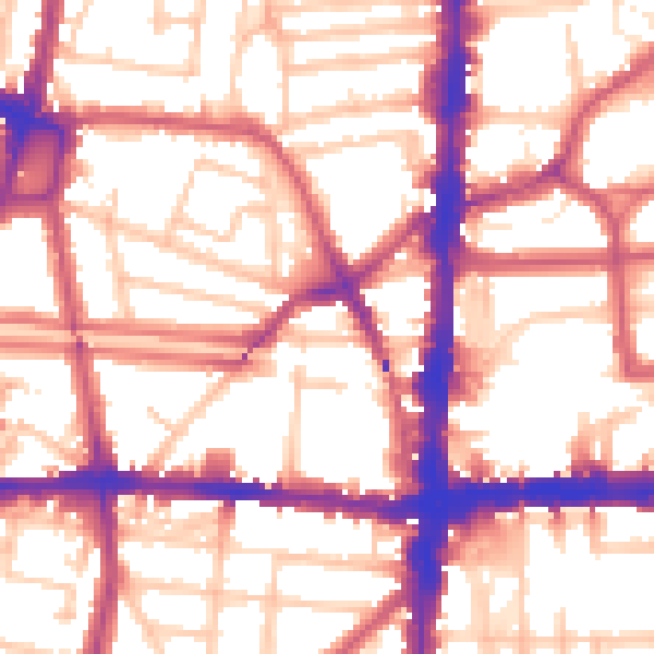 Daytime road noise heatmap for N16 8JU