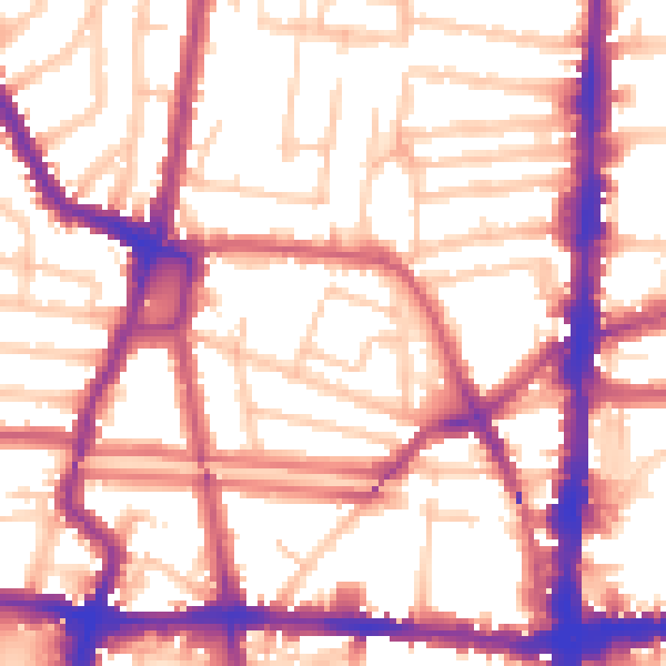 Daytime road noise heatmap for N16 8NA