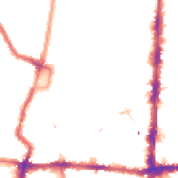 Night-time road noise heatmap for N16 8NA
