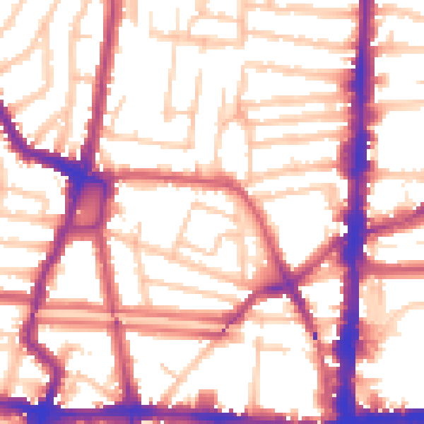 Daytime road noise heatmap for N16 8NB