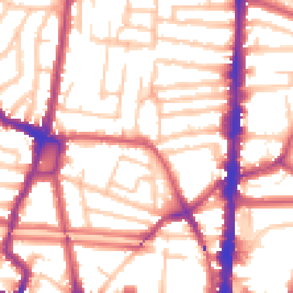 Daytime road noise heatmap for N16 8NN