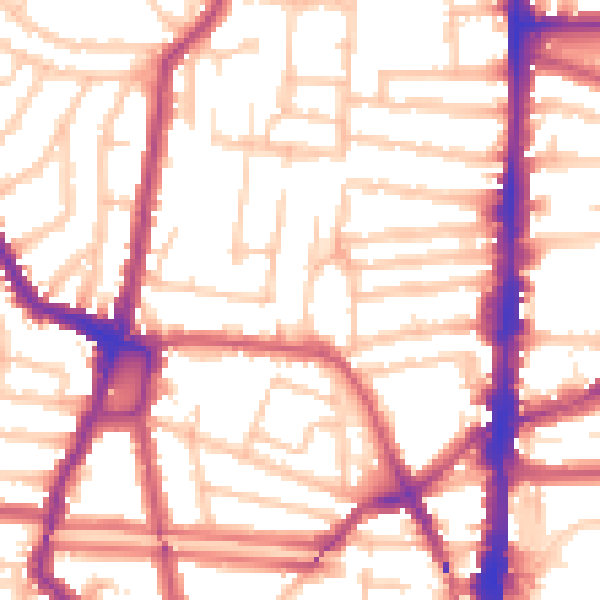 Daytime road noise heatmap for N16 8PG