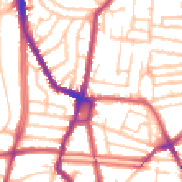 Daytime road noise heatmap for N16 8QL