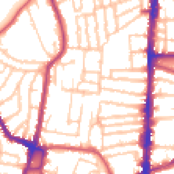 Daytime road noise heatmap for N16 8RA