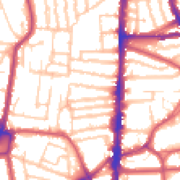 Daytime road noise heatmap for N16 8SY