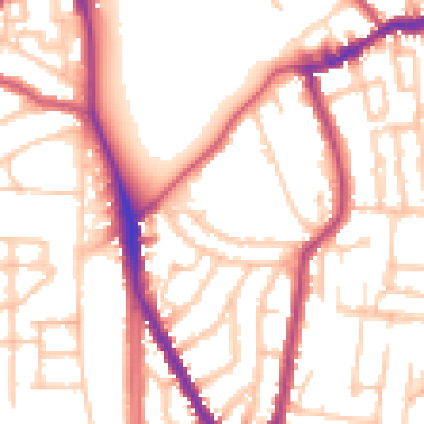 Daytime road noise heatmap for N16 9AE