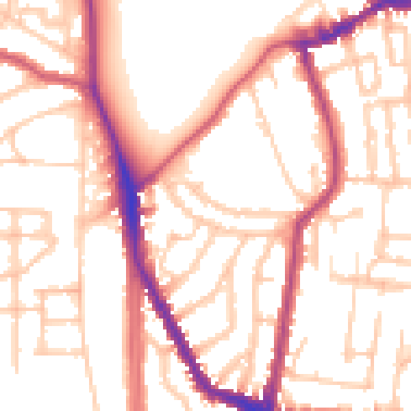 Daytime road noise heatmap for N16 9AP