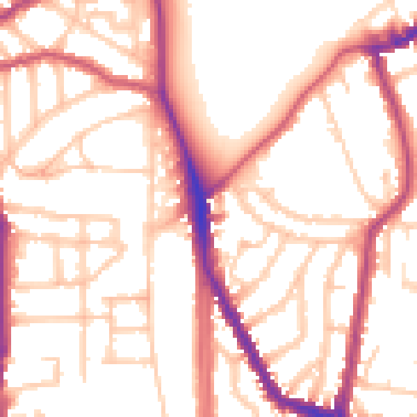 Daytime road noise heatmap for N16 9DL