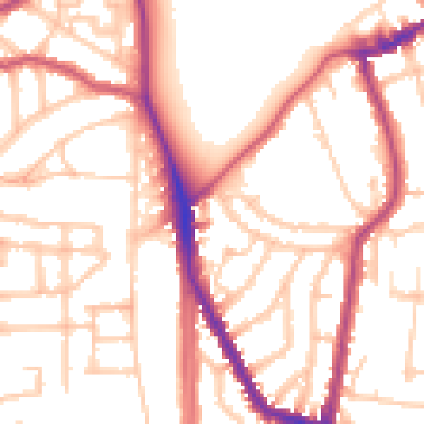 Daytime road noise heatmap for N16 9DP