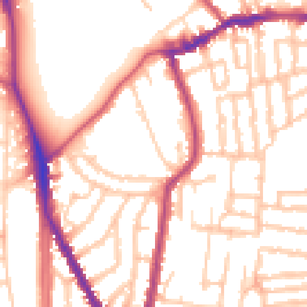 Daytime road noise heatmap for N16 9EX