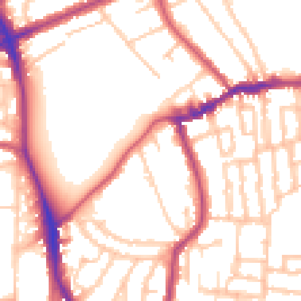 Daytime road noise heatmap for N16 9EZ