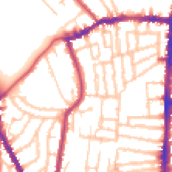 Daytime road noise heatmap for N16 9JR