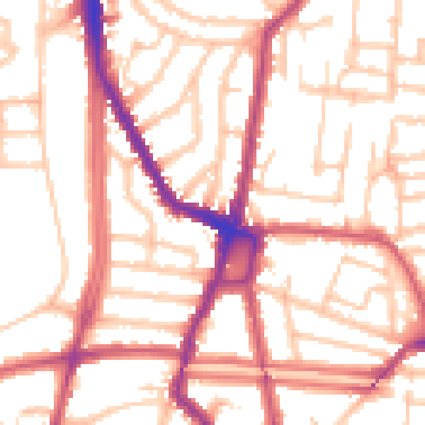 Daytime road noise heatmap for N16 9NB