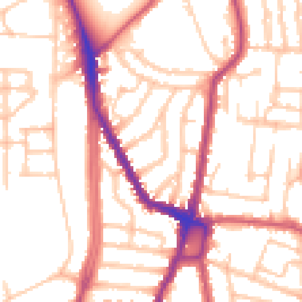 Daytime road noise heatmap for N16 9NG