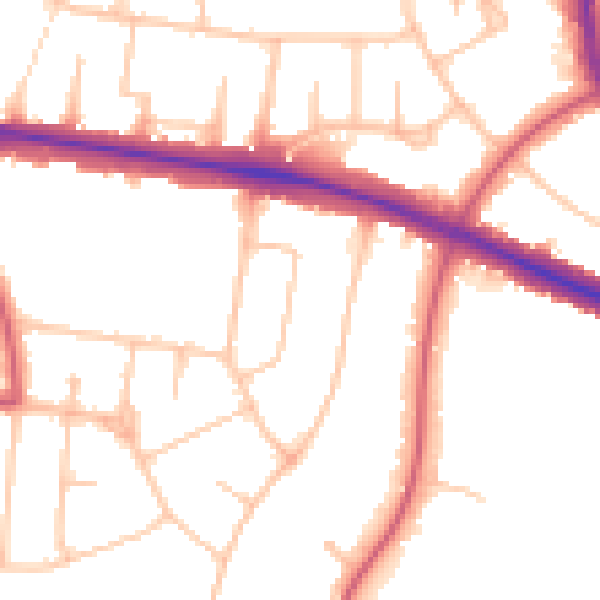 Daytime road noise heatmap for N2 0RW