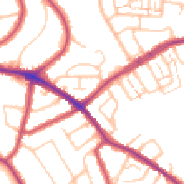 Daytime road noise heatmap for N20 0AA