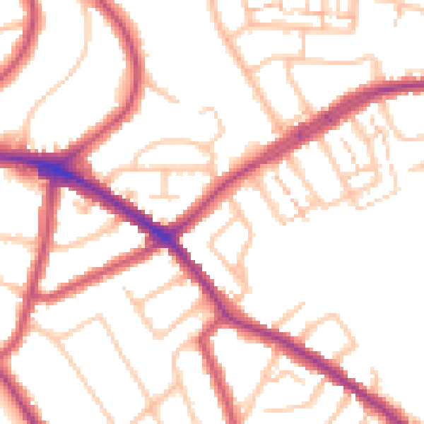 Daytime road noise heatmap for N20 0AB