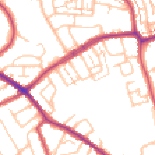 Daytime road noise heatmap for N20 0AG