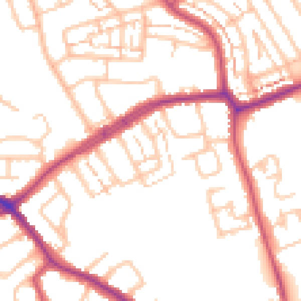 Daytime road noise heatmap for N20 0AJ