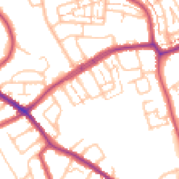 Daytime road noise heatmap for N20 0AN