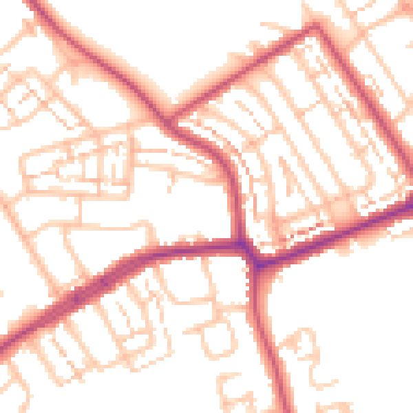 Daytime road noise heatmap for N20 0AQ