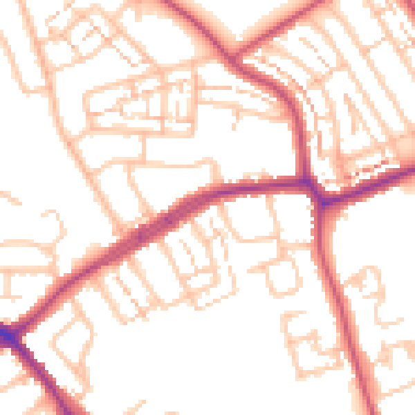 Daytime road noise heatmap for N20 0AR