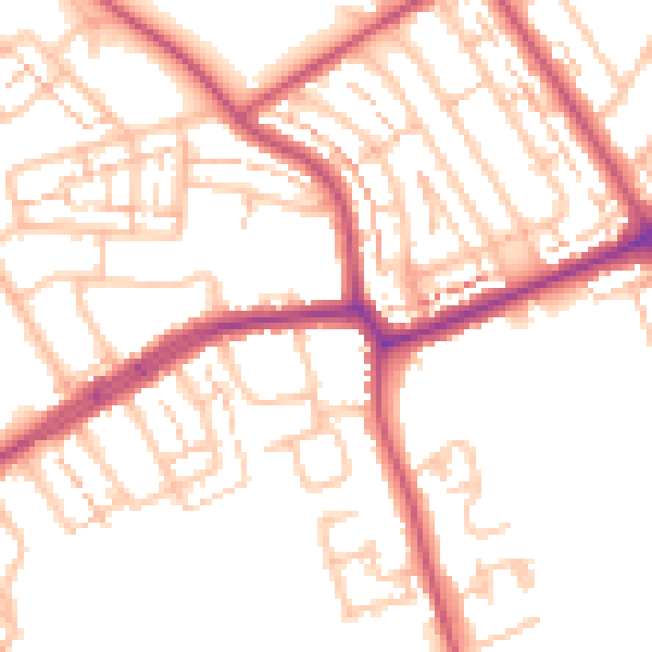 Daytime road noise heatmap for N20 0AT