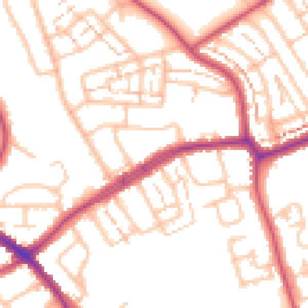 Daytime road noise heatmap for N20 0AZ