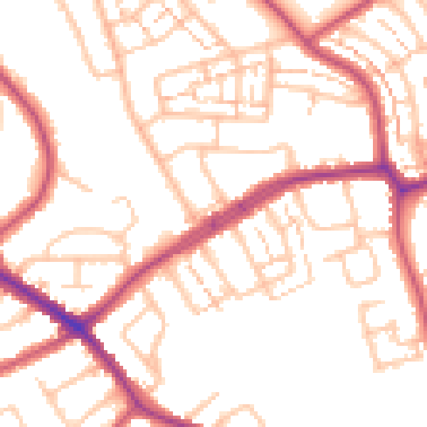 Daytime road noise heatmap for N20 0BA