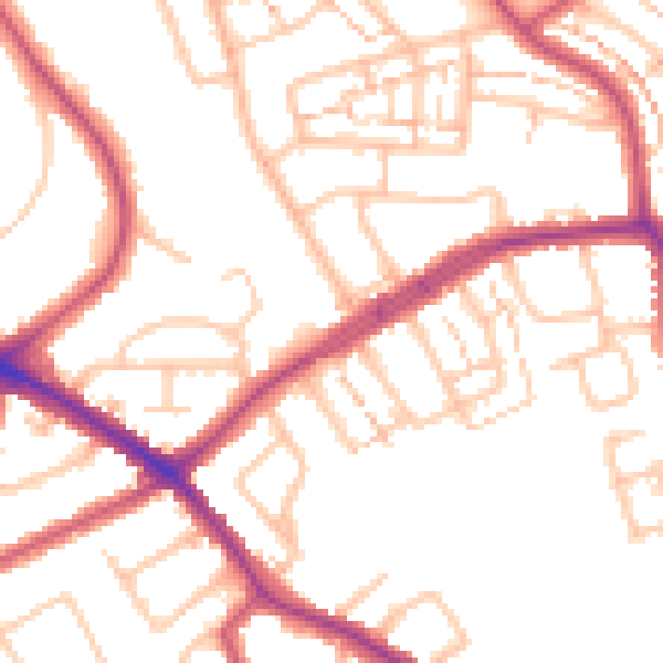 Daytime road noise heatmap for N20 0BB