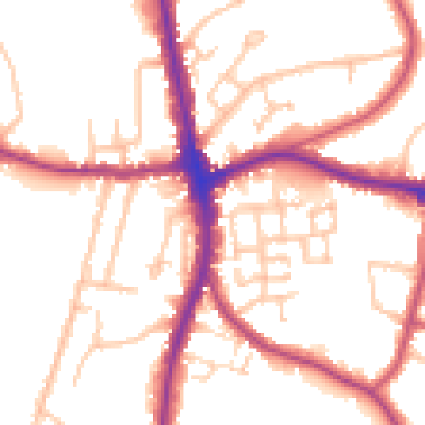 Daytime road noise heatmap for N20 0BF