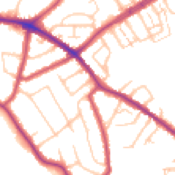 Daytime road noise heatmap for N20 0BJ