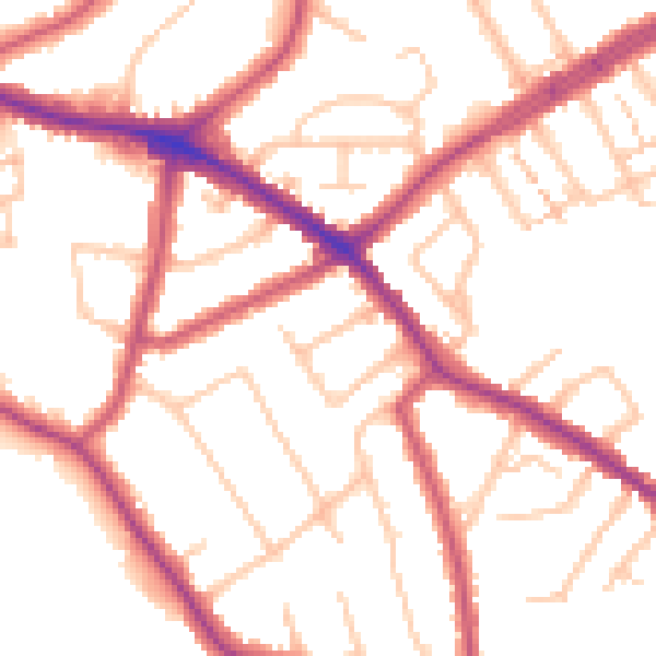 Daytime road noise heatmap for N20 0BL