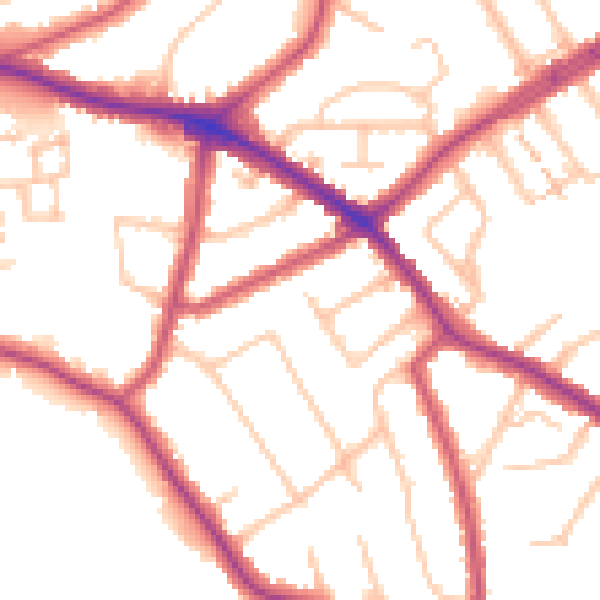 Daytime road noise heatmap for N20 0BN